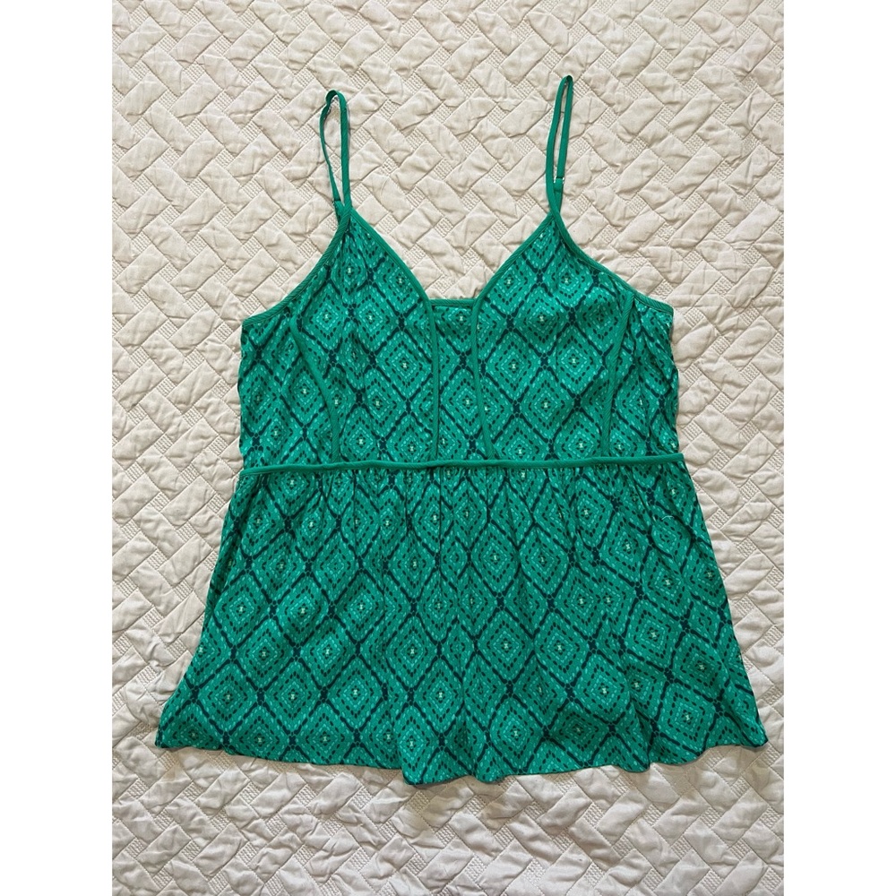 Knox Rose Green Lace Trim Spaghetti Strap Tank Top